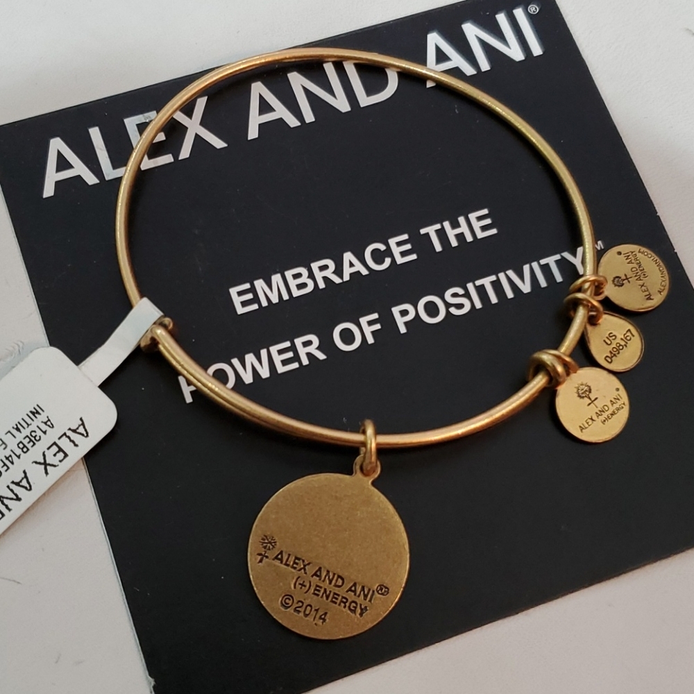 Alex and Ani Inital Letter F Goldtone bracelet - Picture 5 of 9